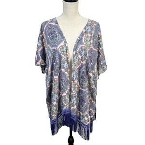 Victoria's Secret Kimono Paisley Fringe Boho Resort Beach Swim CoverUp-Size XS/S